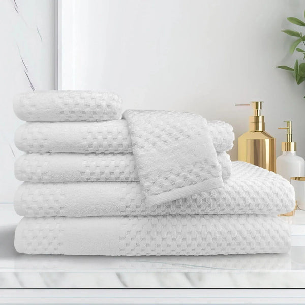 GTY Collection Zero Twist Premium Towels All over Checker Design - Rifz Textiles Inc