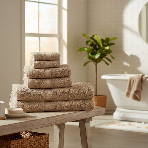 KPS Collection 100% Premium Ring Spun Cotton Beige Towels - Rifz Textiles Inc