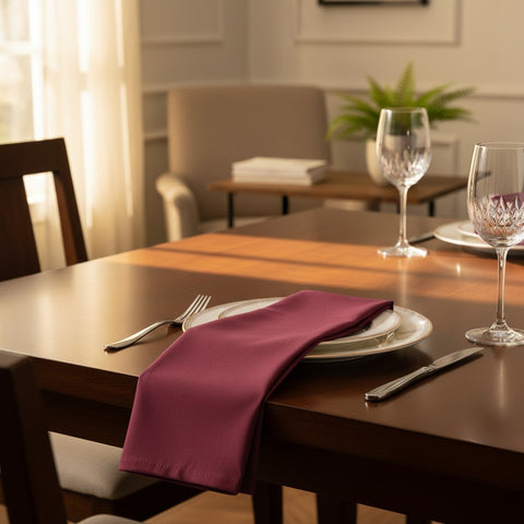 MJS 100% Spun Polyester 2 PLY Table Linens Napkins Burgundy - Rifz Textiles Inc