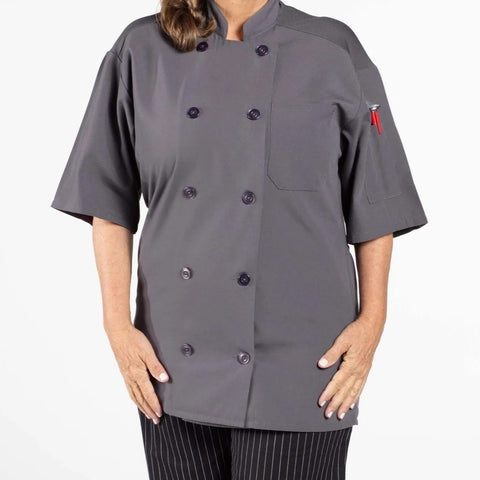 Poplin Cotton Blend Pro-vent Short Sleeve Chef Coat Slate