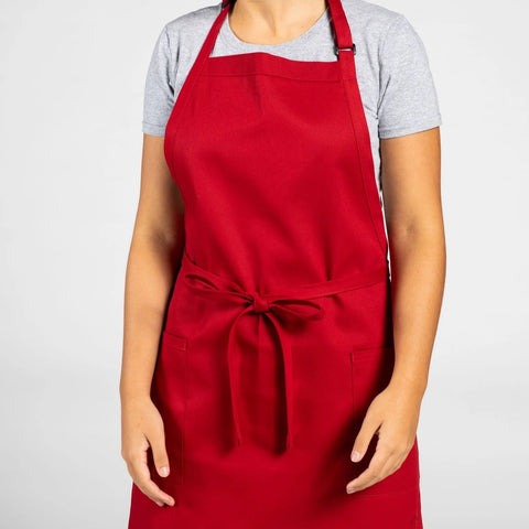 Twill Cotton Blend Adjustable Butcher Aprons Red