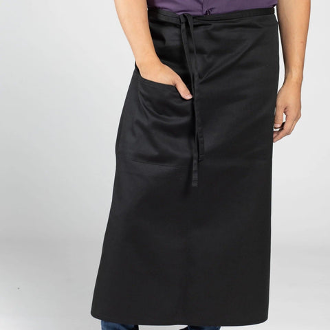 Twill Cotton Blend Full Bistro Aprons with one Pocket Black