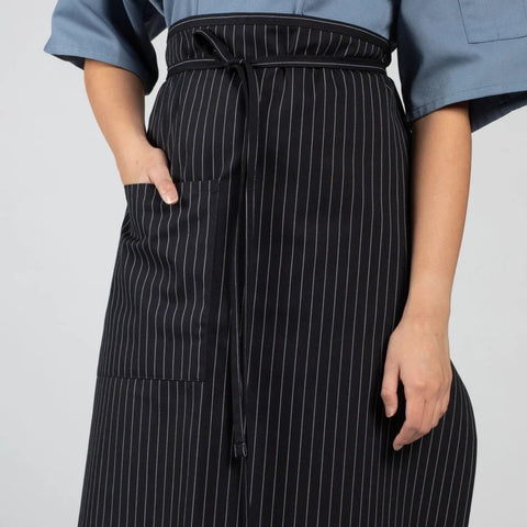 Twill Cotton Blend Full Bistro Aprons with one Pocket Pinstripe