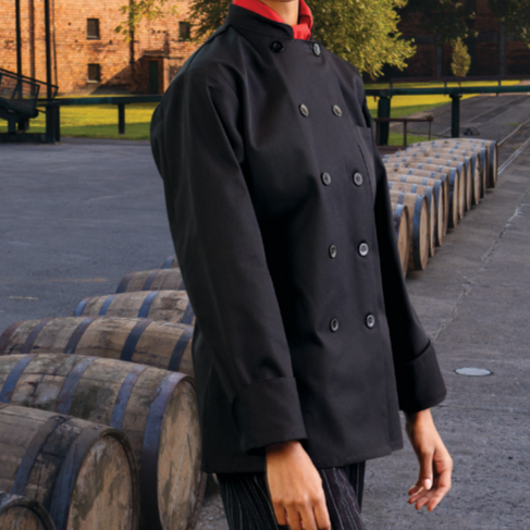 NP Collection Cotton Twill Blend Women Chef Coat Black | Rifz Textiles Inc.