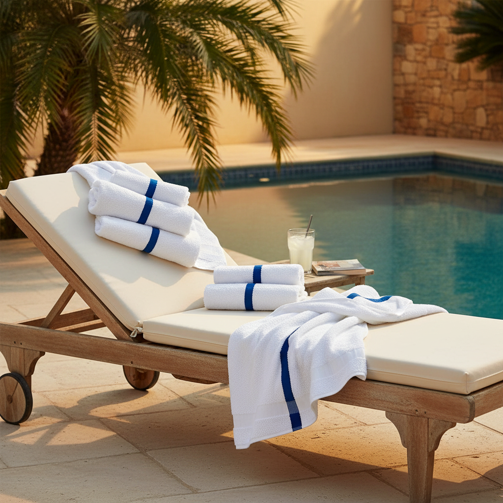Center Blue Stripe Towels - Rifz Textiles Inc