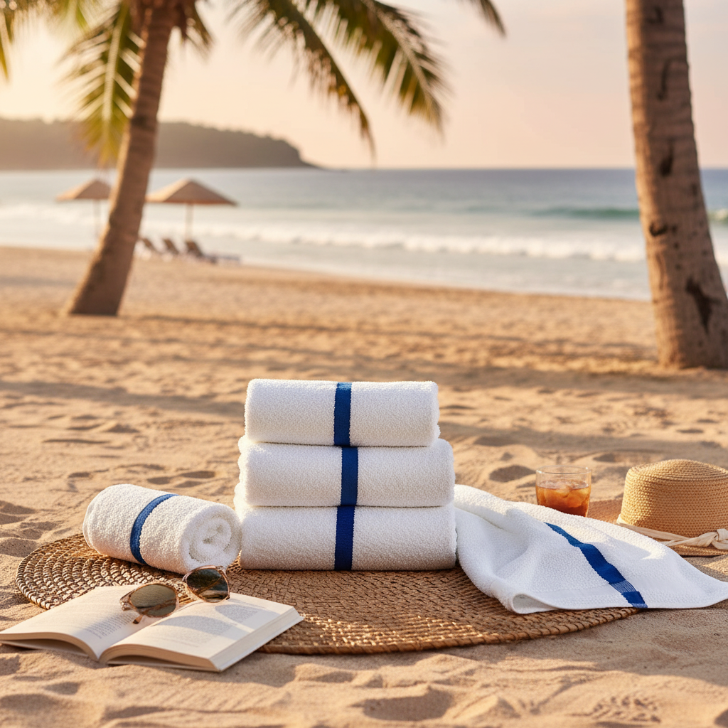 Center Blue Stripe Towels - Rifz Textiles Inc