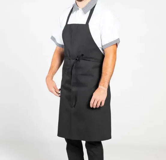 Cotton blend classic twill bib apron in black - Rifz Textiles Inc
