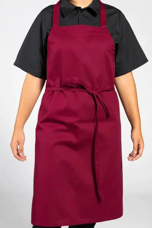 Cotton Blend Classic Twill Bib Apron in burgundy - Rifz Textiles Inc