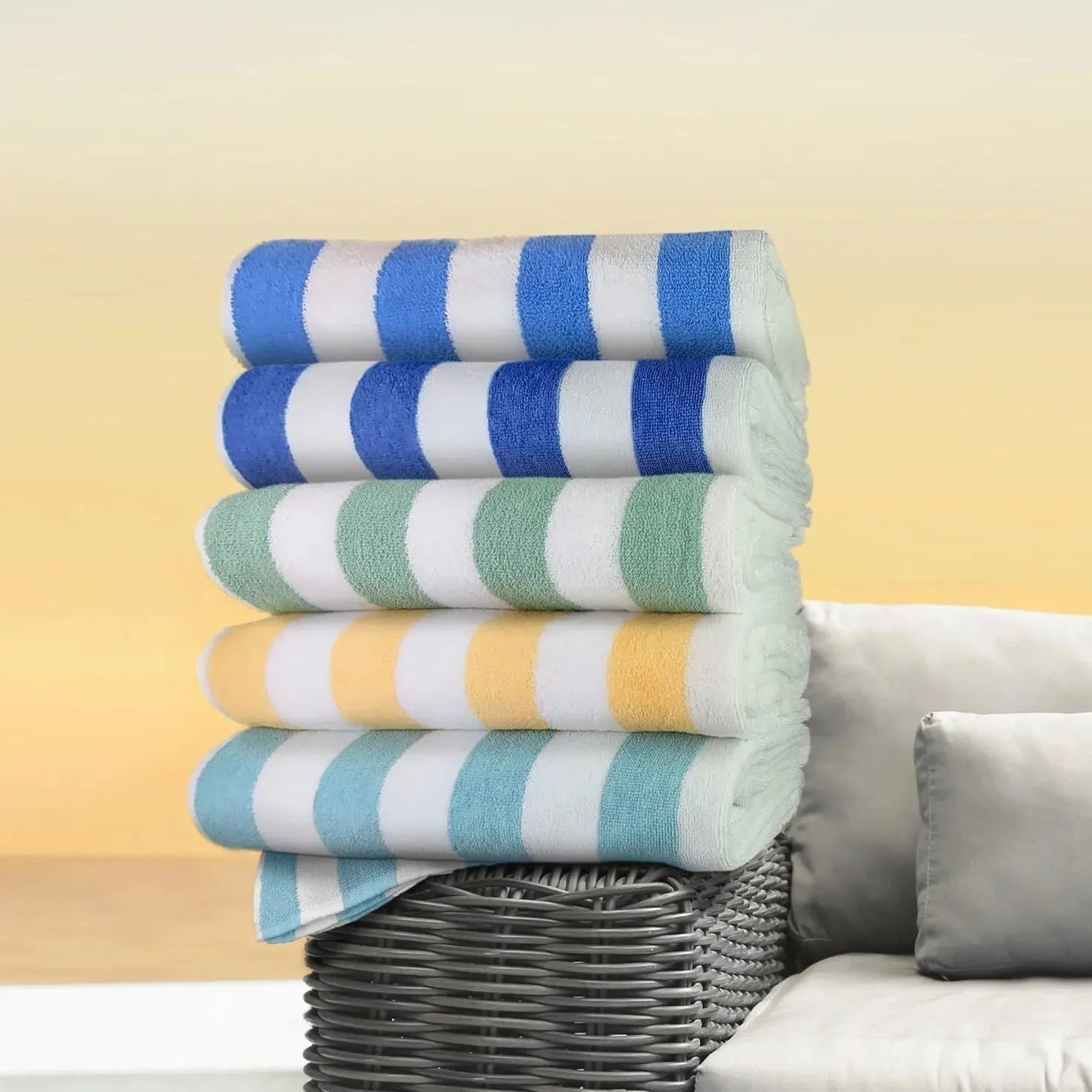 GOC Collection Cabana Pool Towels Turquoise Stripes - Rifz Textiles Inc