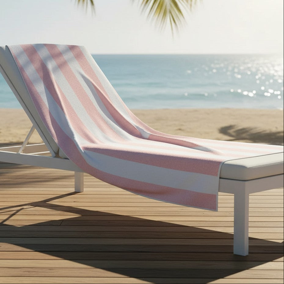 GOR Collection Cotton Blend Pool Towels Peach Stripes - Rifz Textiles Inc