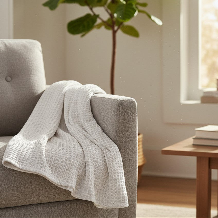 Cotton Honeycomb Weave All Season Blanket White - Rifz Textiles Inc