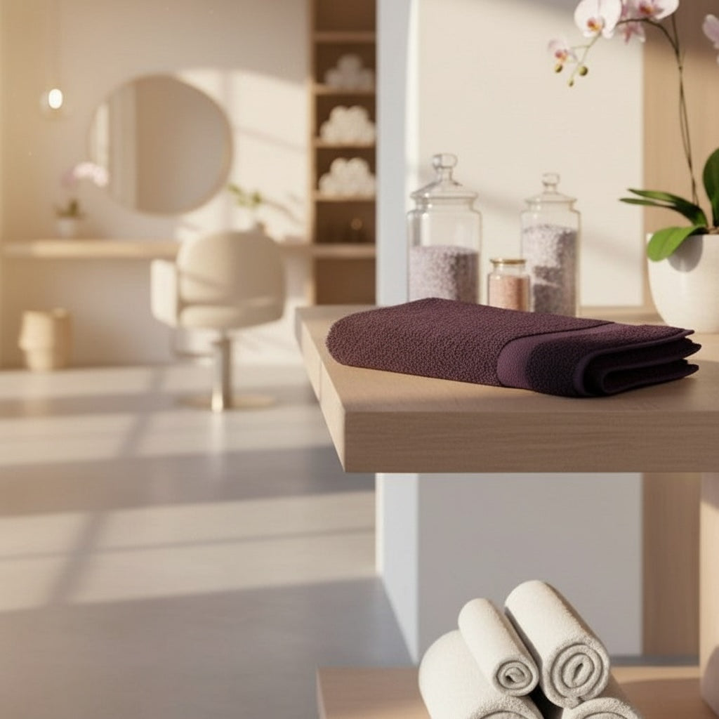 Spa & Salon Collection Eggplant Vat Dyed Cotton Hand Towels - Rifz Textiles Inc
