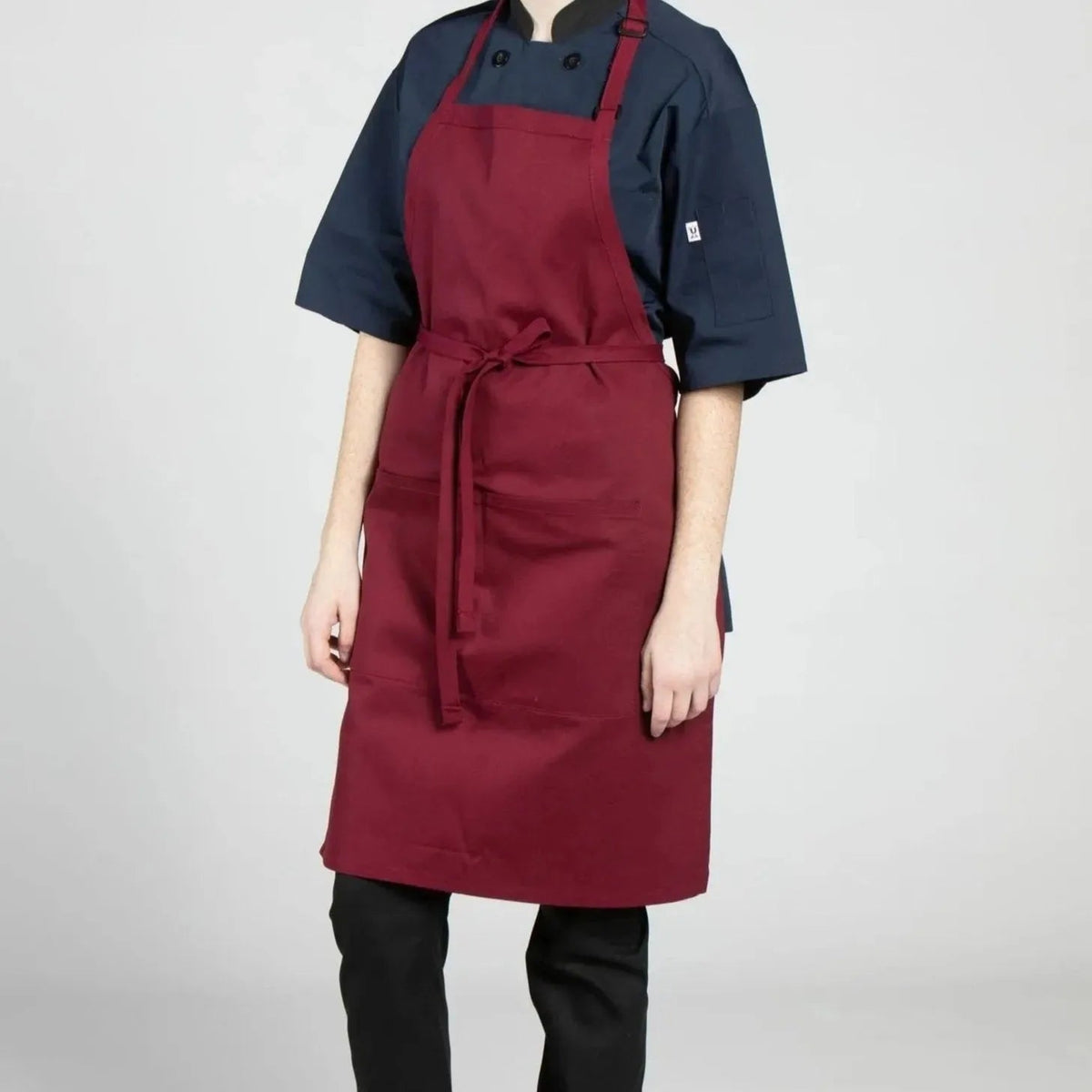 Twill Cotton Blend Adjustable Butcher Aprons in burgundy - Rifz Textiles Inc