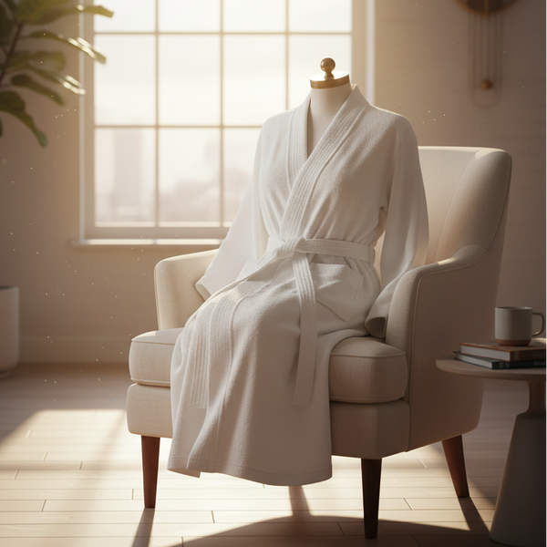 100% Cotton White Terry Kimono Bathrobe - Rifz Textiles Inc