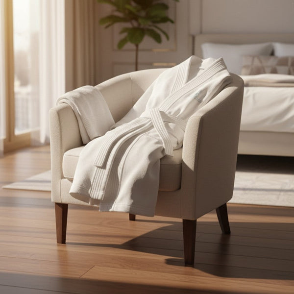 100% Ringspun Cotton White Sheared/Velour Bathrobes - Rifz Textiles Inc