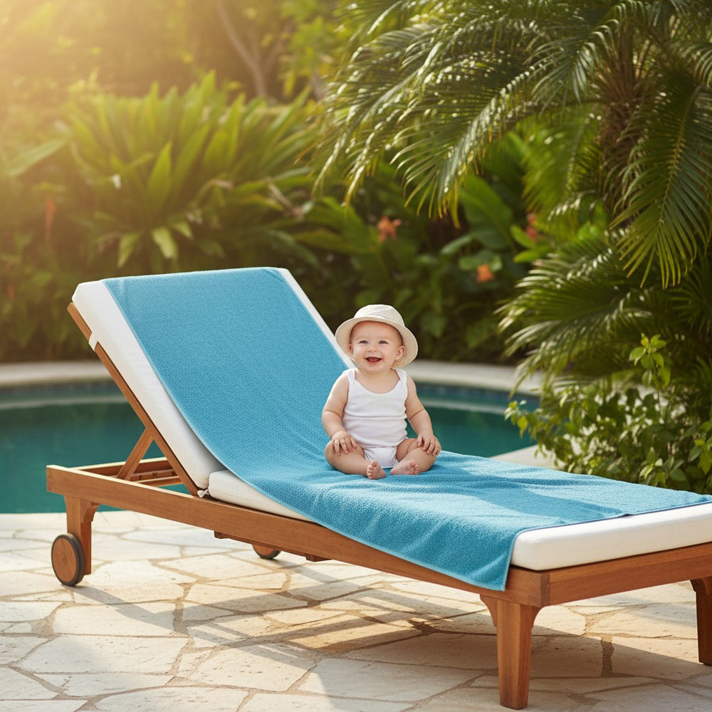 Aqua Blue Beach Towels in size 27"X54" Vat Dyed 6 PK - Rifz Textiles Inc