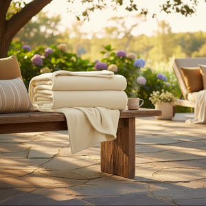 BHM Collection Light Weight Fleece Blankets Cream - Rifz Textiles Inc