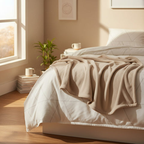 BHM Collection Light Weight Fleece Blankets Linen - Rifz Textiles Inc