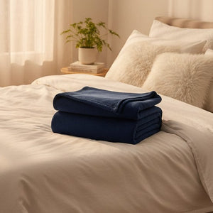 BHM Collection Light Weight Fleece Blankets Navy Blue - Rifz Textiles Inc