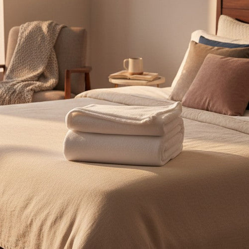 BHM Collection Light Weight Fleece Blankets White - Rifz Textiles Inc