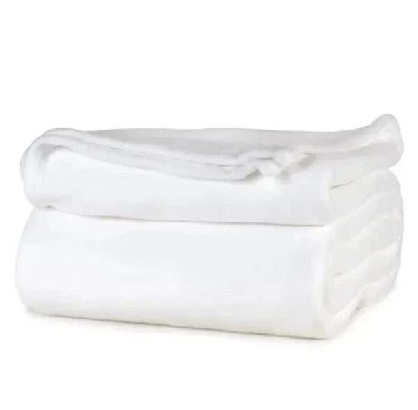 BHM Collection Light Weight Fleece Blankets White - Rifz Textiles Inc