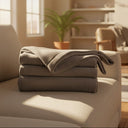 BPS Collection Grid Pattern Fleece Blankets Charcoal - Rifz Textiles Inc