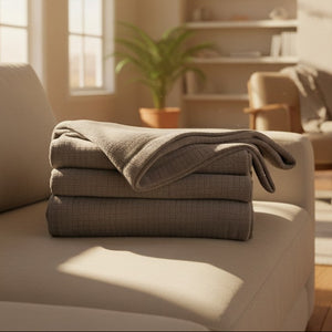 BPS Collection Grid Pattern Fleece Blankets Charcoal - Rifz Textiles Inc