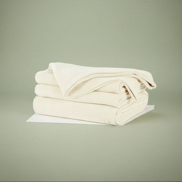 BPS Collection Grid Pattern Fleece Blankets Cream - Rifz Textiles Inc