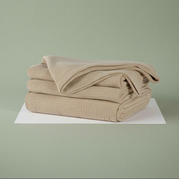 BPS Collection Grid Pattern Fleece Blankets Linen - Rifz Textiles Inc