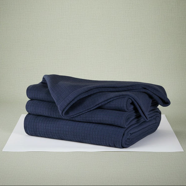 BPS Collection Grid Pattern Fleece Blankets Navy Blue - Rifz Textiles Inc