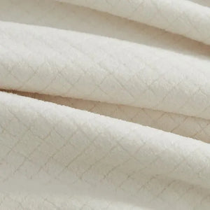 BPS Collection Grid Pattern Fleece Blankets Cream - Rifz Textiles Inc