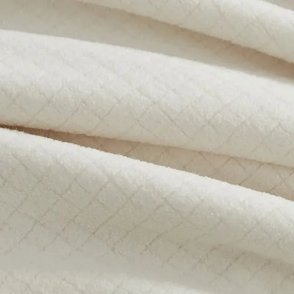 BPS Collection Grid Pattern Fleece Blankets Cream - Rifz Textiles Inc