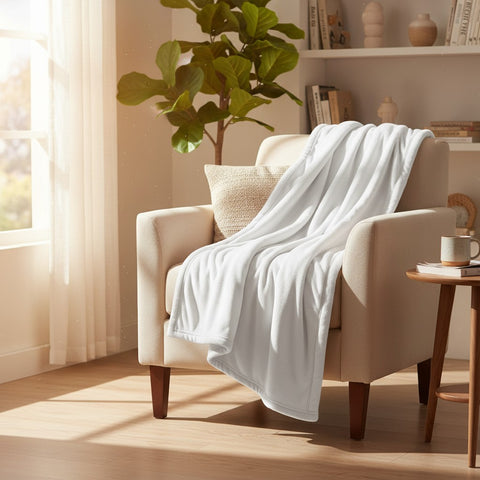 BSB Collection Plush Fleece Blankets White - Rifz Textiles Inc