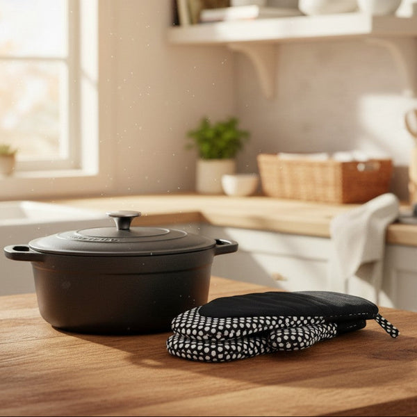 Black Oven Mitt with Silicon Top By Rifz Textiles Inc