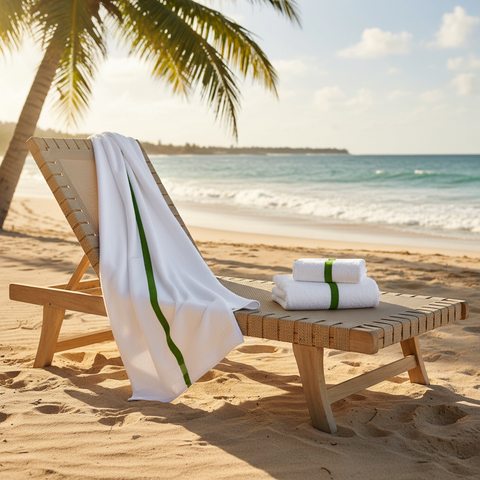 Center Green Stripe Towels  - Rifz Textiles Inc