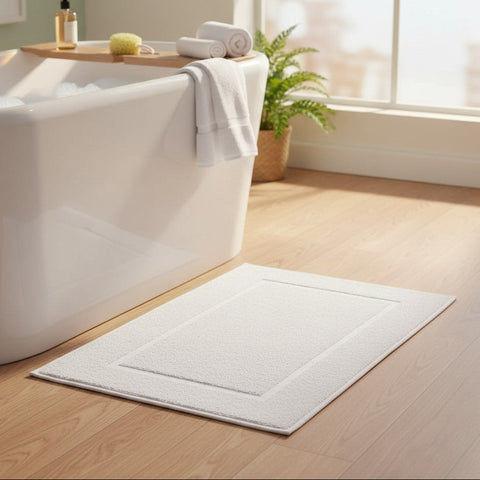 Economy Collection White Bath Mat - Rifz Textiles Inc