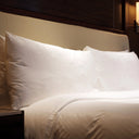Premium sateen weave bed sheets in white - T-300 combed cotton hotel quality