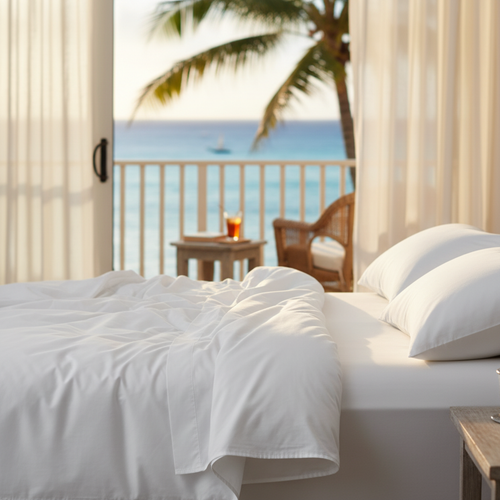 GDB Collection T-210 White Poly/Modal Blend Sheetings - Rifz Textiles Inc