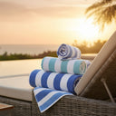 GOC Collection Cabana Pool Towels Turquoise stripes - Rifz Textiles Inc