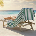 GOC Collection Cabana Pool Towels Green/Mint Stripes - Rifz Textiles Inc
