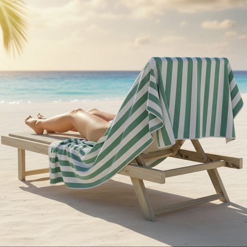 GOC Collection Cabana Pool Towels Green/Mint Stripes - Rifz Textiles Inc