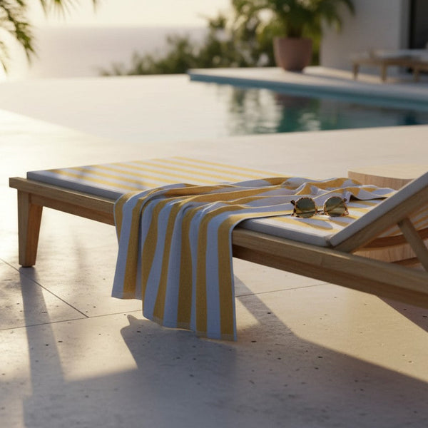 GOC Collection Cabana Pool Towels Yellow Stripes - Rifz Textiles Inc