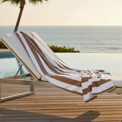 GOR Collection Cabana Pool Towels Brown Stripes - Rifz Textiles Inc