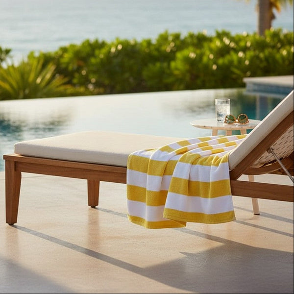 GOR Collection Cabana Pool Towels Yellow Stripes - Rifz Textiles Inc