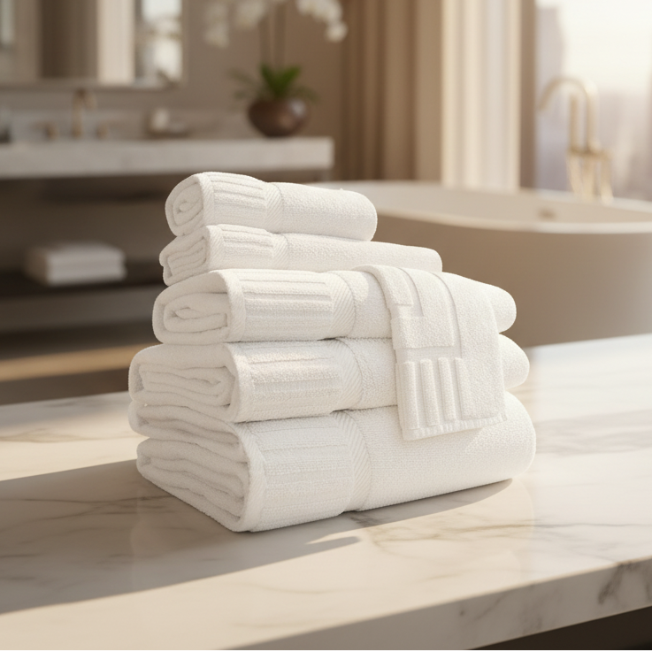 GOS Collection Premium Ring Spun Cotton Towels with Piano Key Pattern - Rifz Textiles Inc