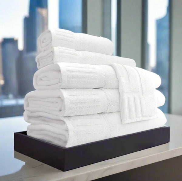 GOS Collection Premium Ring Spun Cotton Towels with Piano Key Pattern - Rifz Textiles Inc