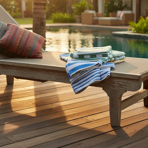 GOT Collection Tropical Stripe Pool Towels 6 PK - Rifz Textiles Inc