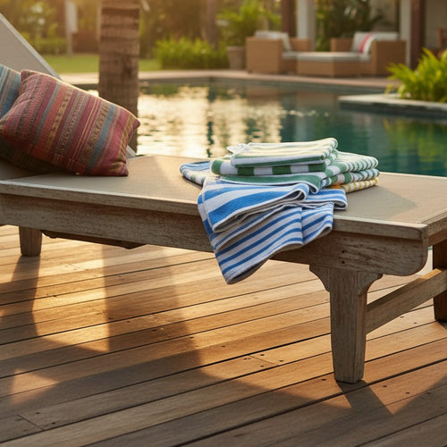 GOT Collection Tropical Stripe Pool Towels 6 PK - Rifz Textiles Inc