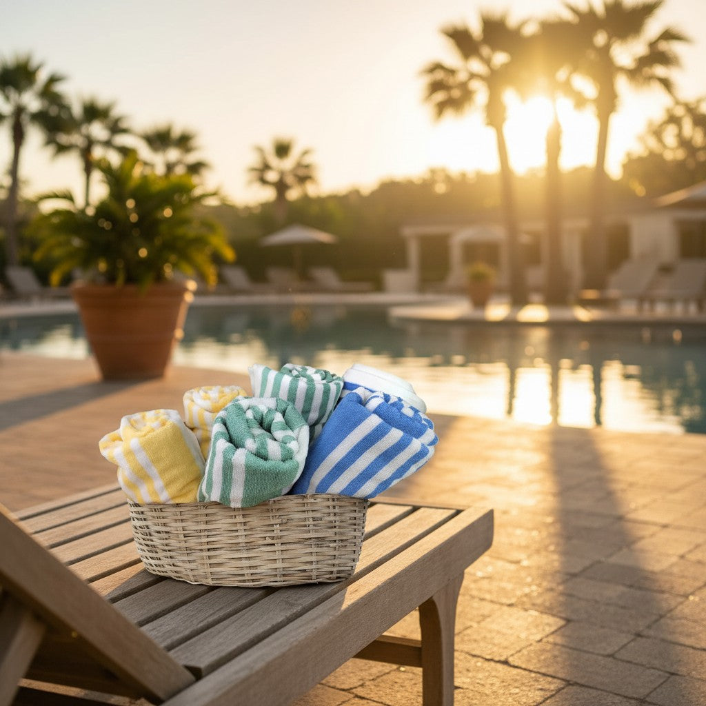 Tropical Stripe Pool Towels | Resort & Hotel Bulk | Rifz