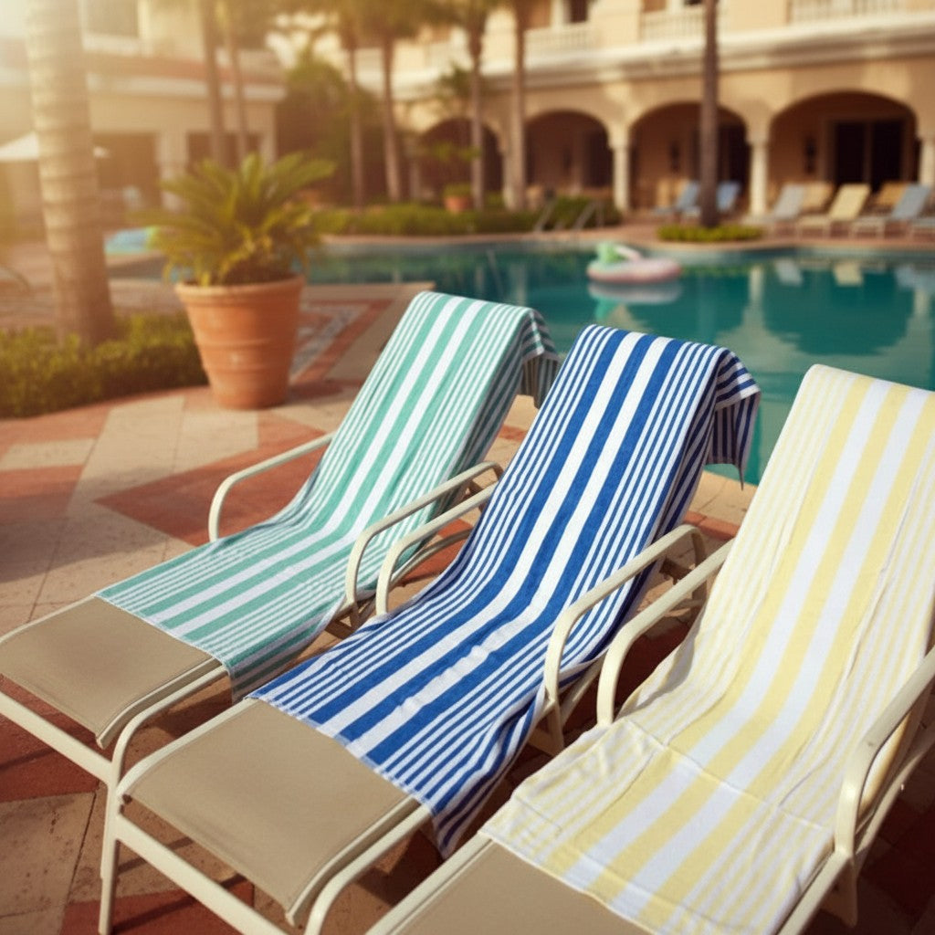 Tropical Stripe Pool Towels | Resort & Hotel Bulk | Rifz